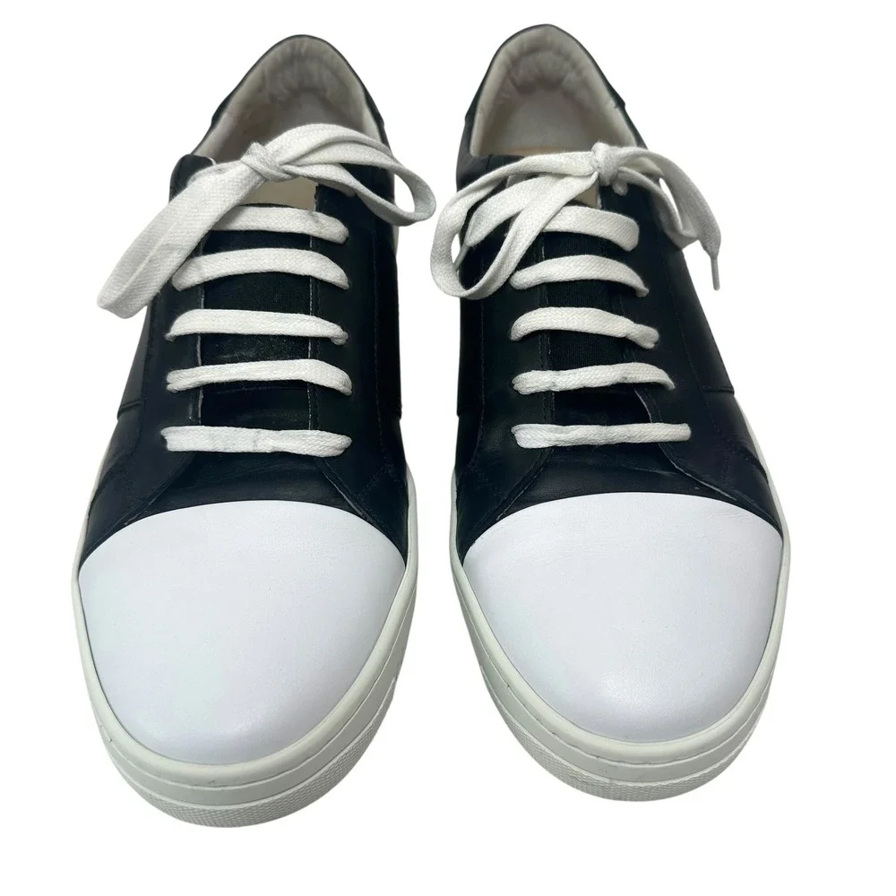 Patrizia Pepe Leather Sneakers Trainers Mens EU 44 US 10.5 Italy Low Top Cap Toe
